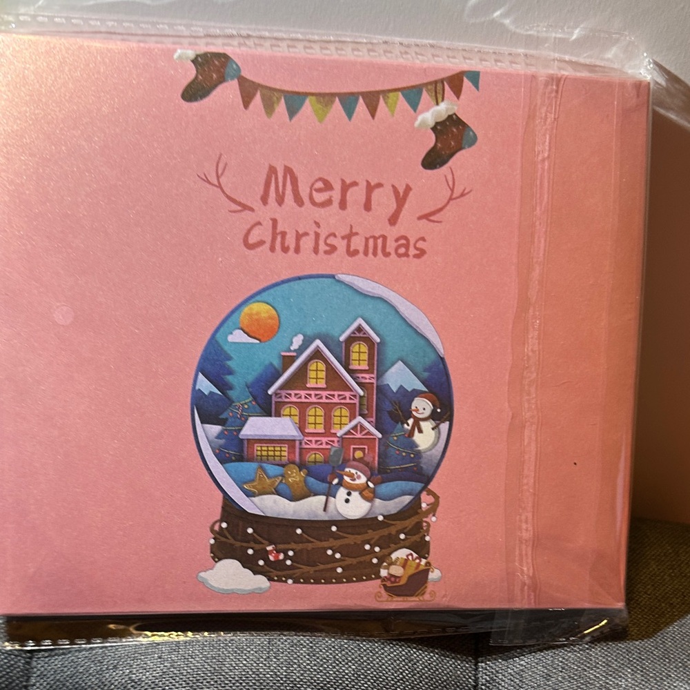 Pink Merry Christmas Holiday Card